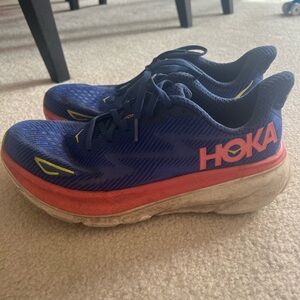 Women’s Hoka Clifton 9 - Size 8.5 Blue and Coral Running Sneakers